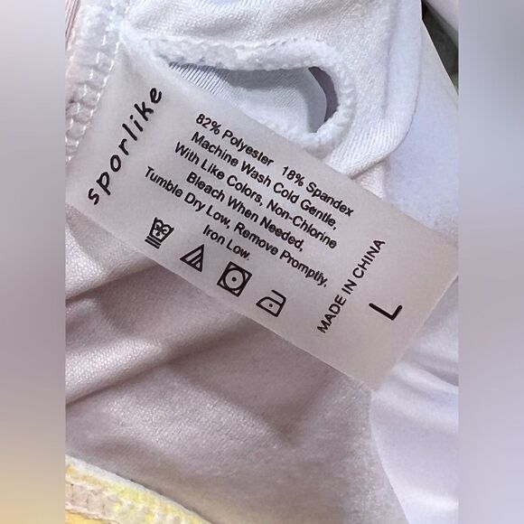 Sporlike Colorful Rainbow Bikini Top with Checkered Straps NWT large - Picture 5 of 8